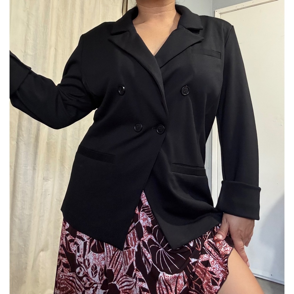 Bagatelle Collection Women Black Double Breasted  Blazer Jacket Career Office XL